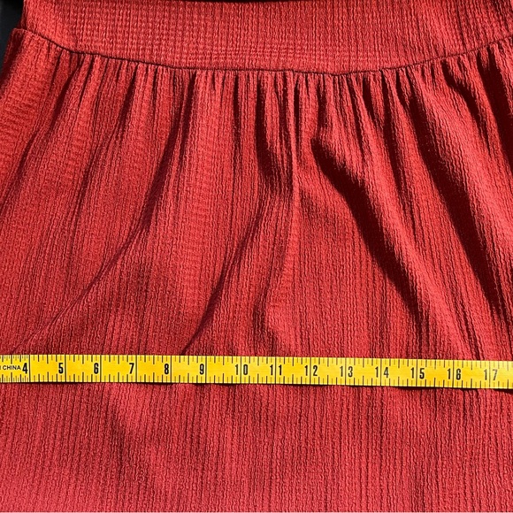 LUSH BURNT ORANGE TIERED DRESS SIZE MEDIUM FALL DRESS WAFFLE PRINT - Picture 8 of 11